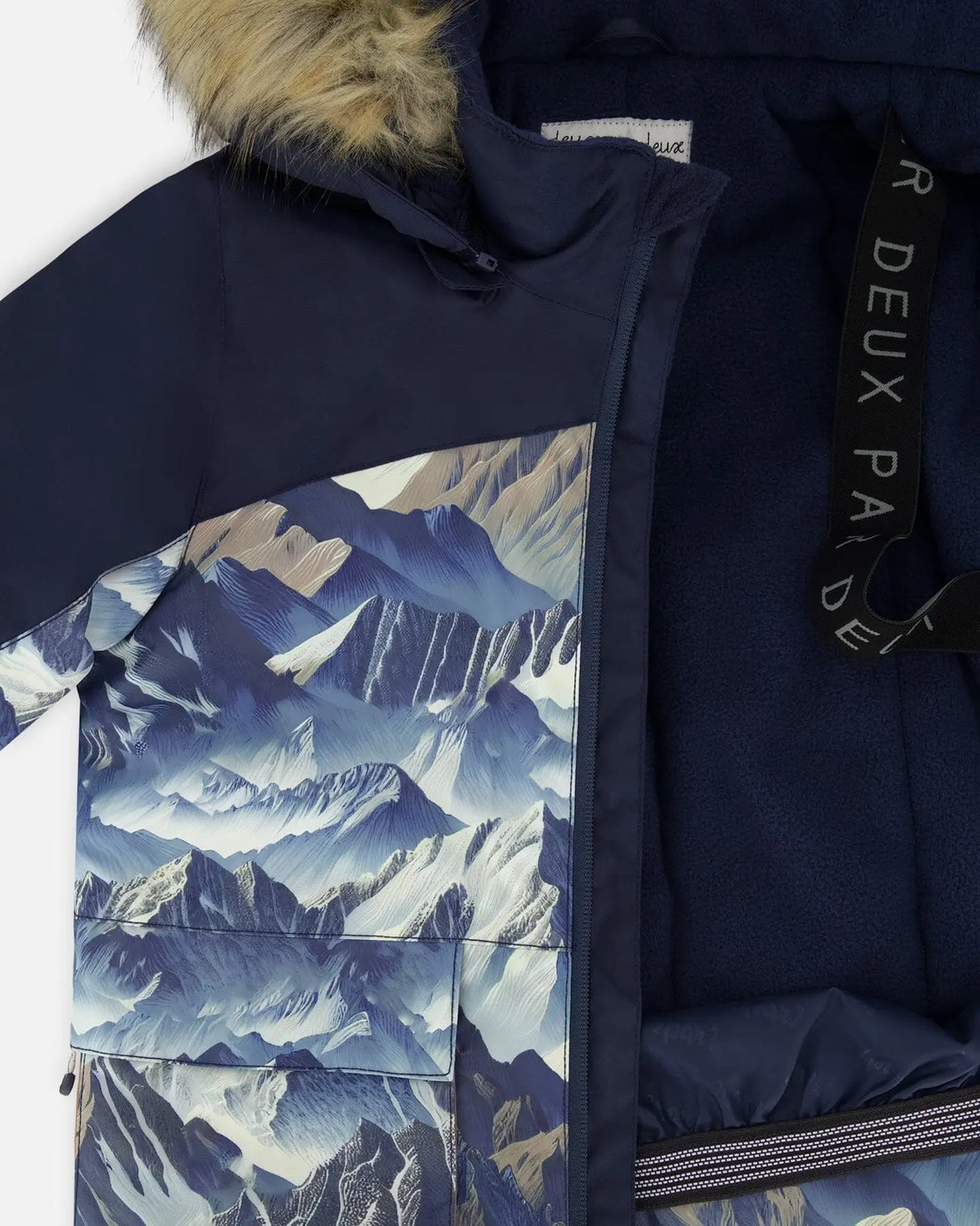 Two-Piece Play Snowsuit With Printed Colorblocked Jacket Navy Blue | Deux par Deux | Jenni Kidz