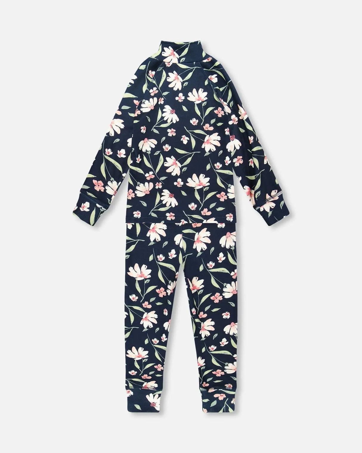 Two-Piece Thermal Underwear Set Navy Flower Print | Deux par Deux | Jenni Kidz