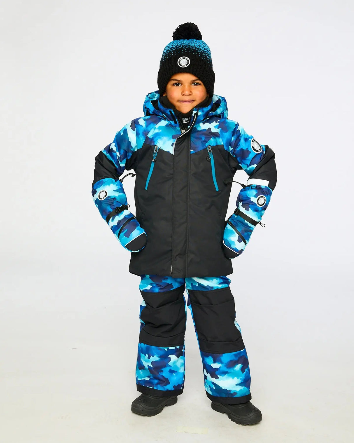 Winter Knit Pompom Hat With Lining Black And Blue | Deux par Deux | Jenni Kidz