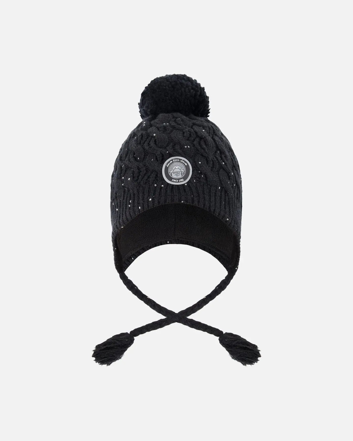 Winter Peruvian Knit Hat With Pompom And Lining Black | Deux par Deux | Jenni Kidz
