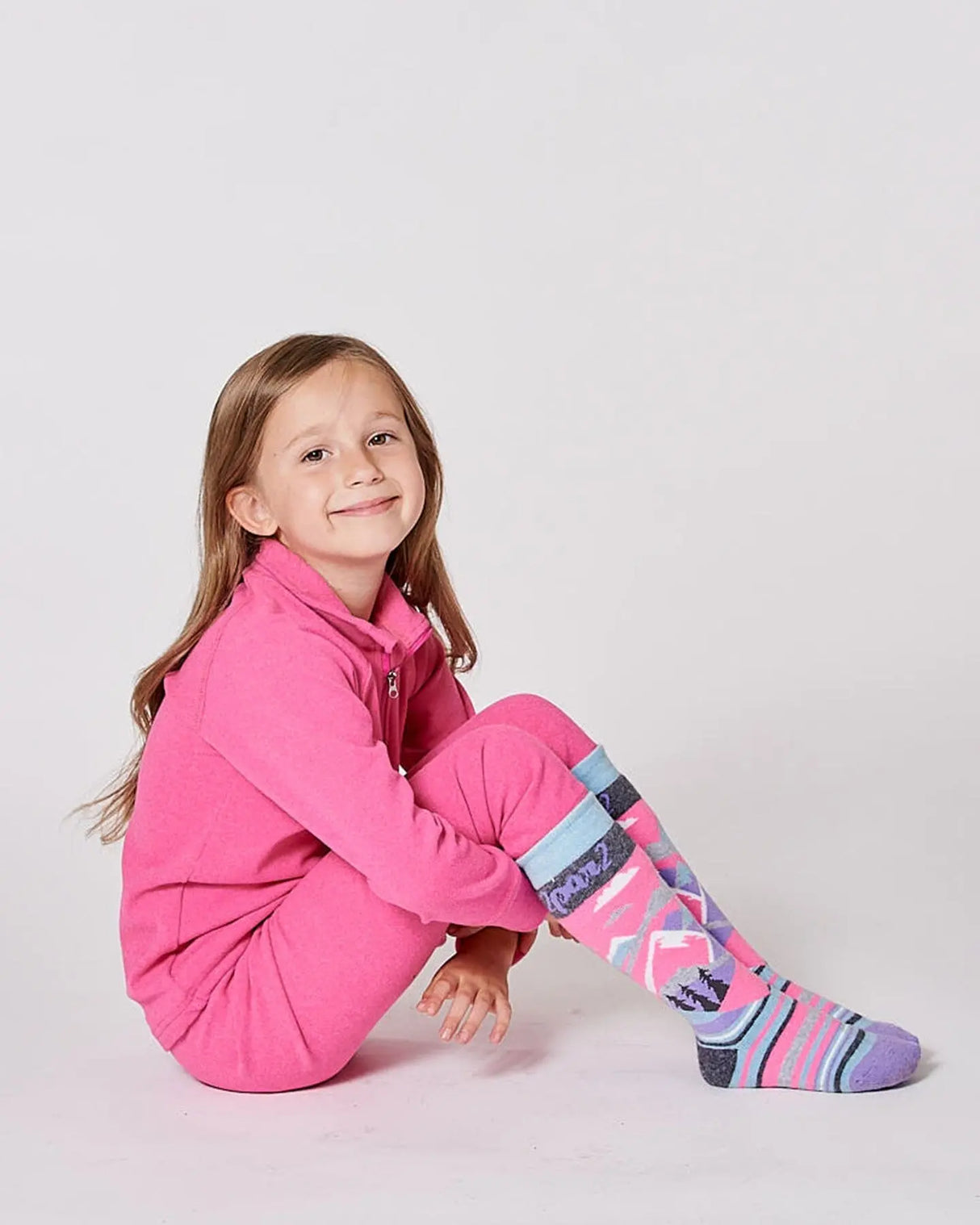 Winter Ski Socks With Merino Wool Pink | Deux par Deux | Jenni Kidz