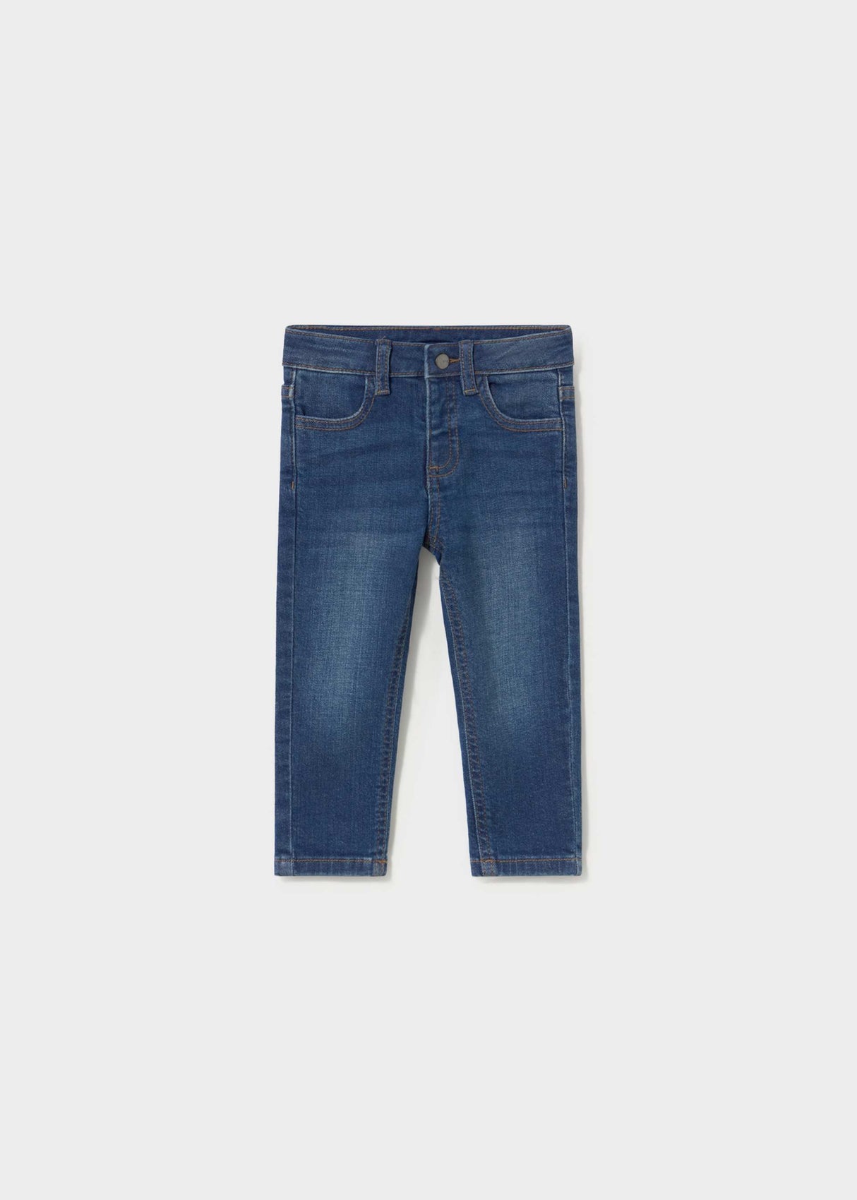 Mayoral baby boy slim fit jeans in Dark Blue cotton-rich stretch denim for everyday outfits.