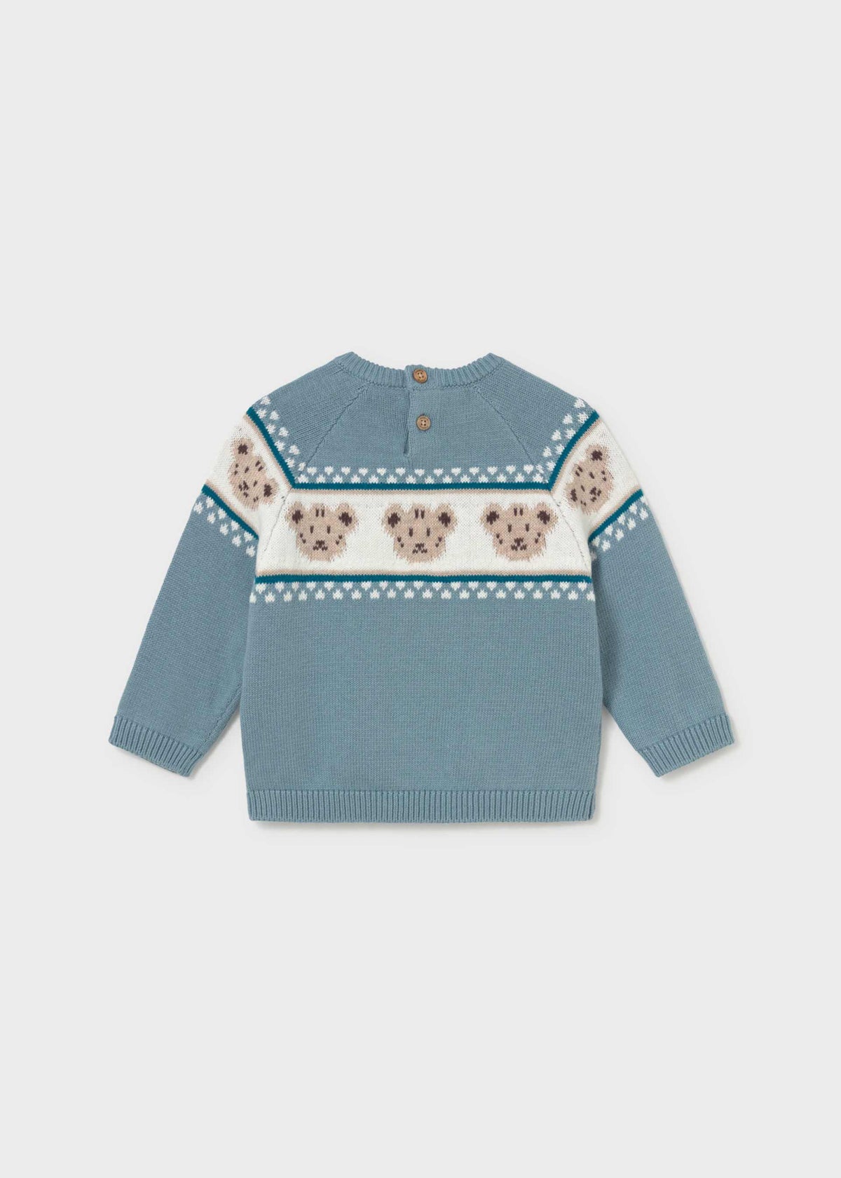Mayoral baby teddy bear jacquard sweater in Arctic, sizes 9M-4Y – product view 3