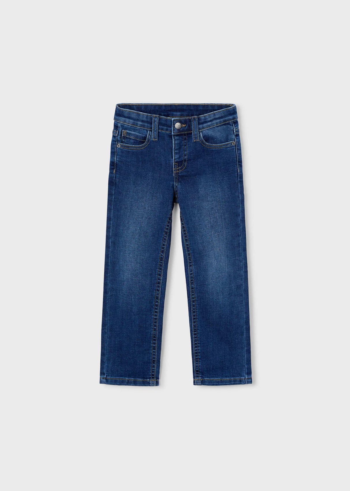 Mayoral boys slim fit jeans in Dark Denim with a clean everyday silhouette for ages 2Y to 10Y.