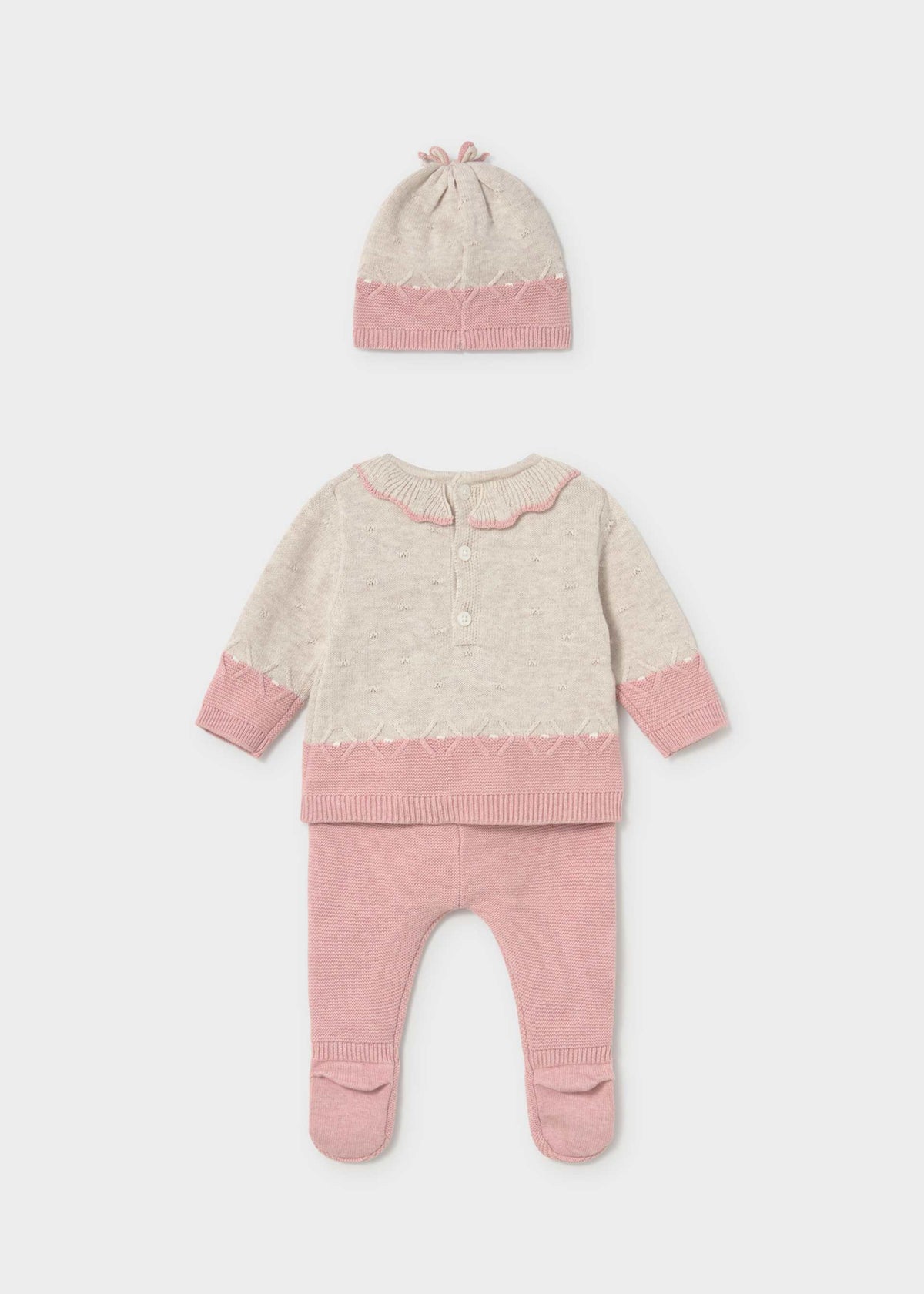 Mayoral newborn 3-piece knit set in Rosa Baby Vigore, sizes 2-18M – product view 3