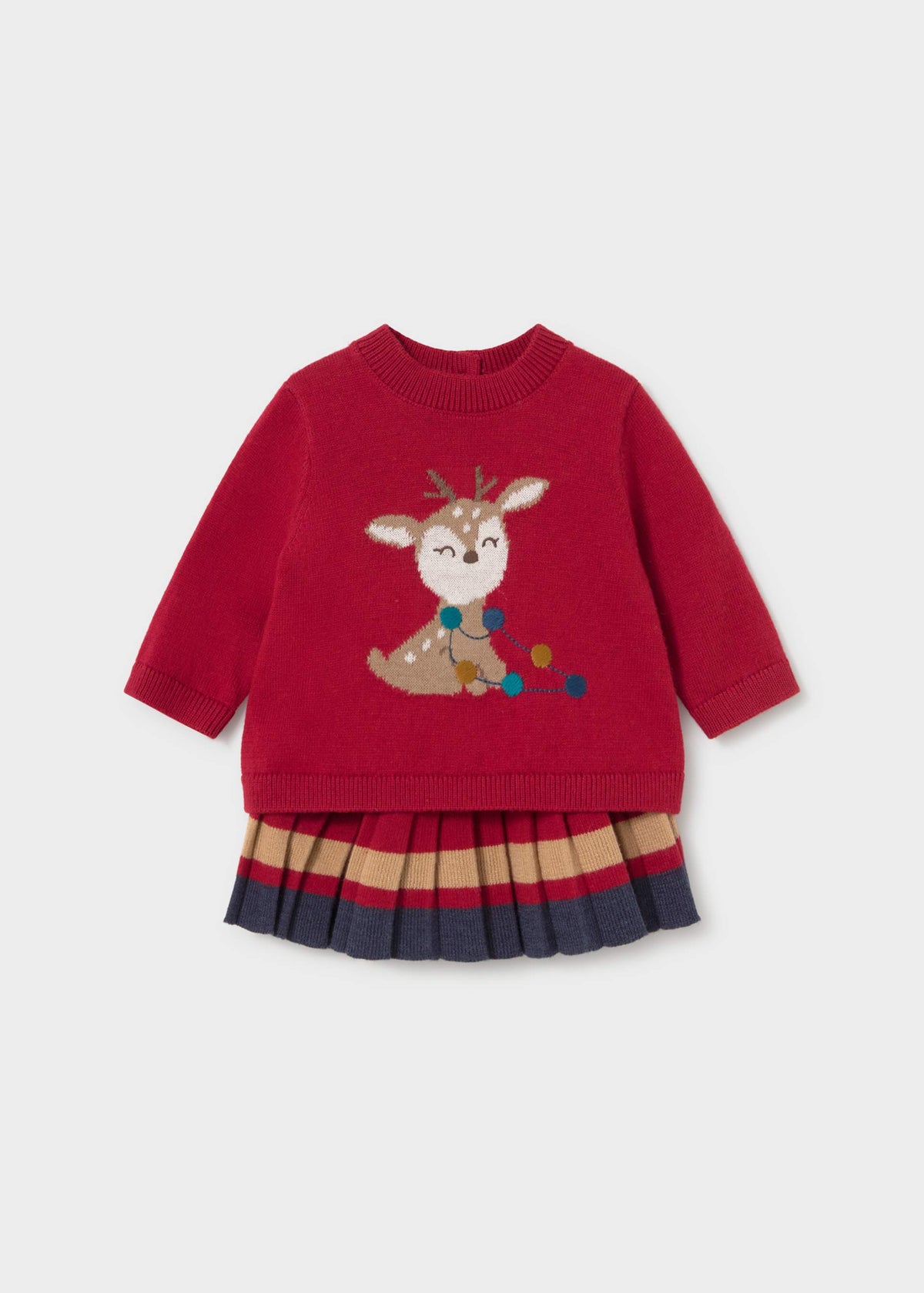 Mayoral newborn girl skirt and sweater set in Red, sizes 4-18M – product view 1