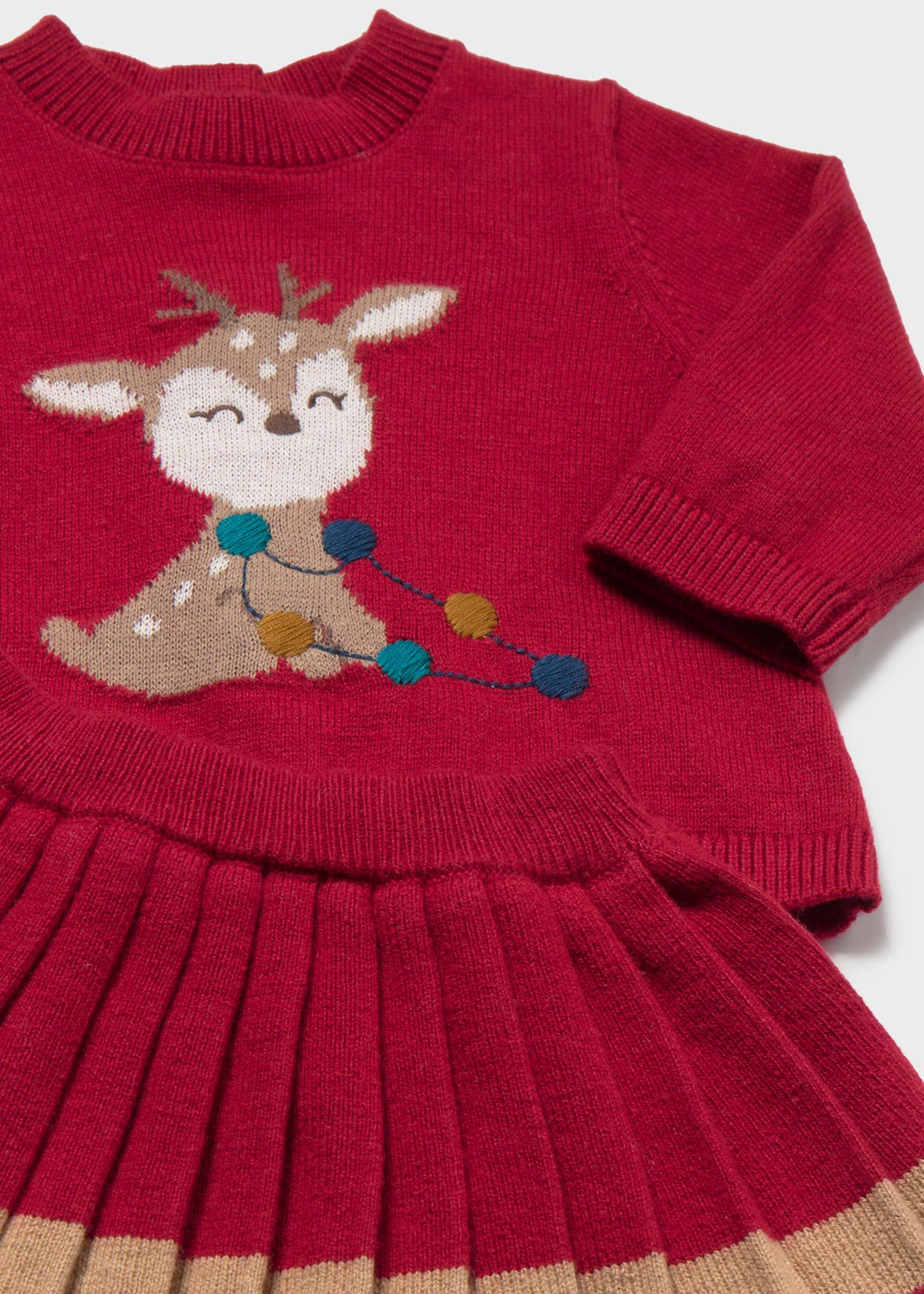 Mayoral newborn girl skirt and sweater set in Red, sizes 4-18M – product view 3