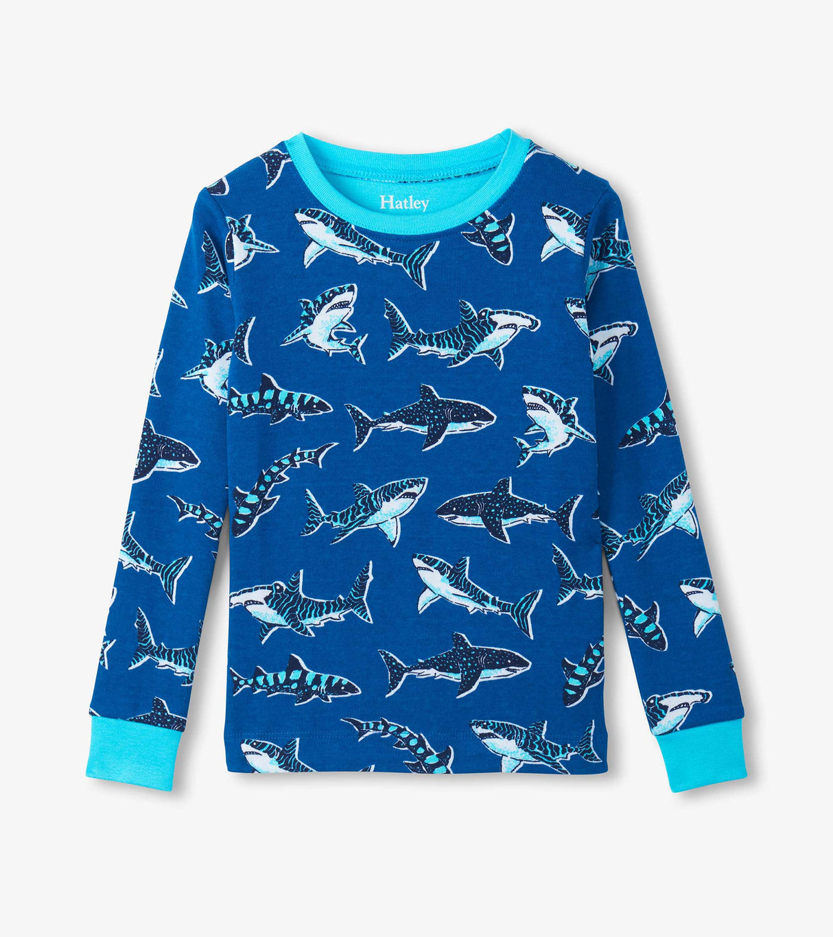 Boys Patterned Sharks Cotton Pajama Set | Hatley
