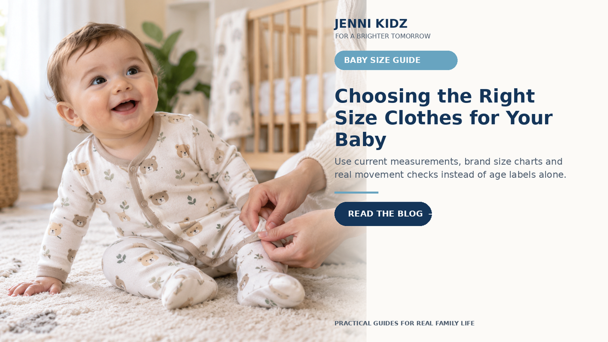 Baby clothing size guide using measurements brand charts and movement checks
