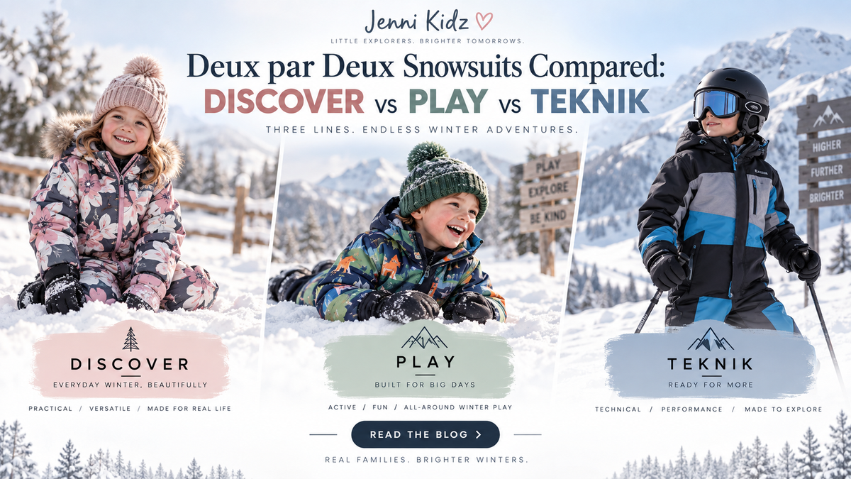 Deux par Deux DISCOVER vs PLAY vs TEKNIK snowsuit comparison for kids