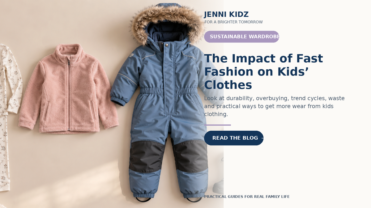 Kids clothing sustainability guide covering durability trend cycles waste and longer wear