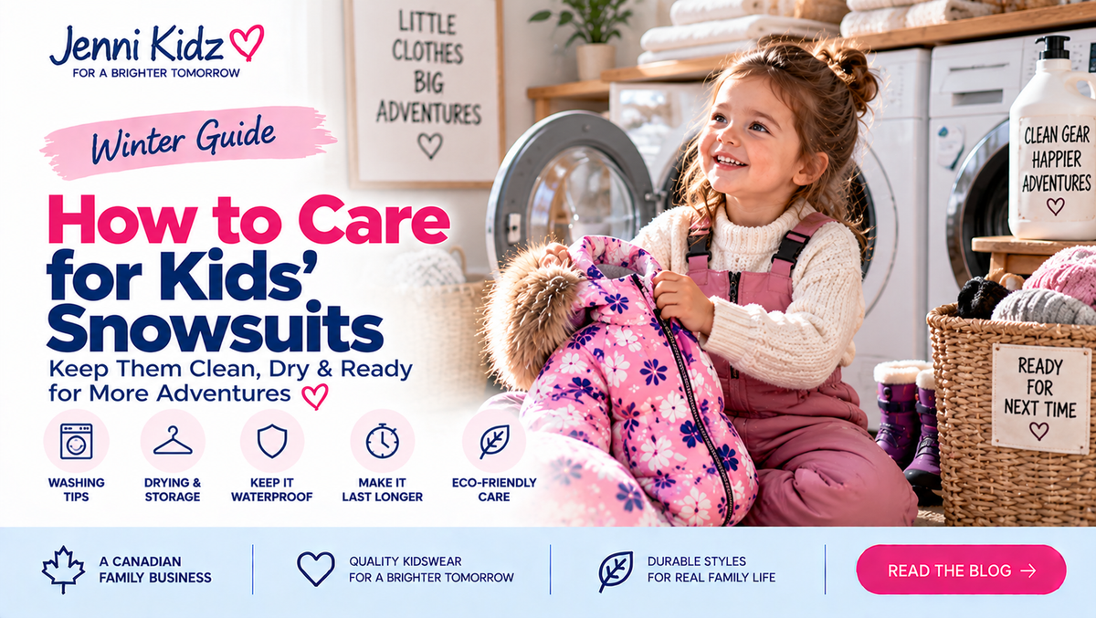 Kids snowsuit and winter jacket care guide for washing, drying and storage