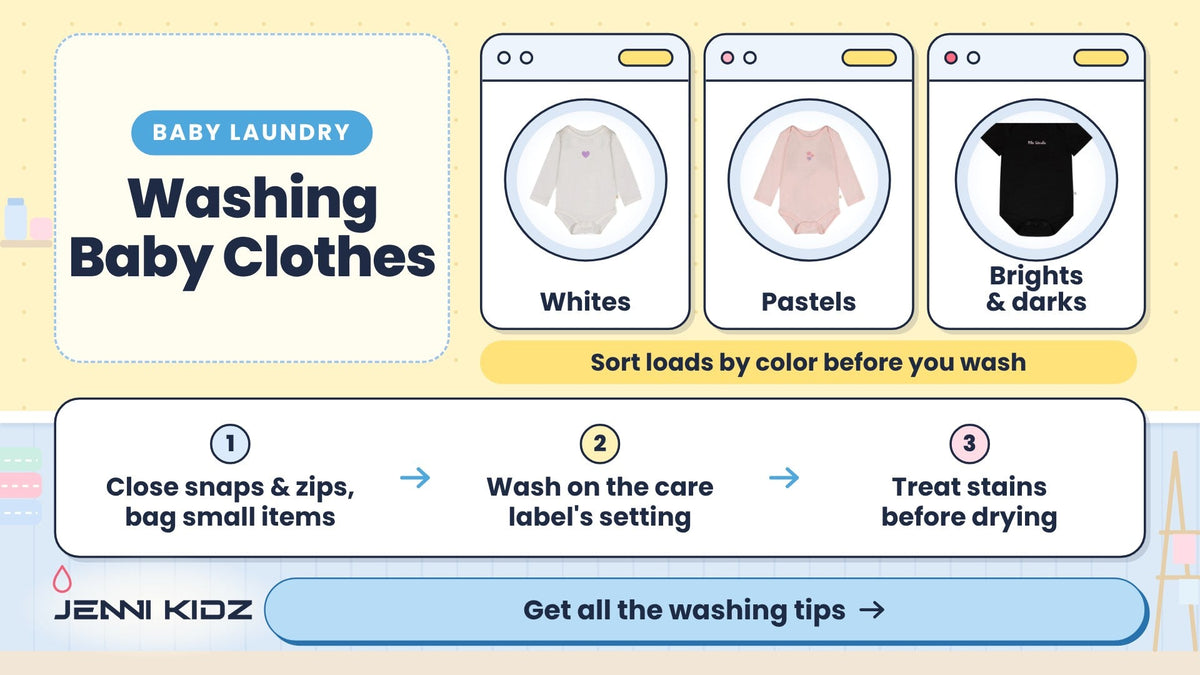 Washing baby clothes – washer portholes sorting colors with Deux par Deux Onesie Off-White, Very Pale Pink and Black