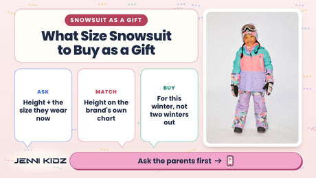 What size snowsuit to buy as a gift: smiling girl in a Deux par Deux Two Piece Teknik Snowsuit Turquoise Orange And Mauve
