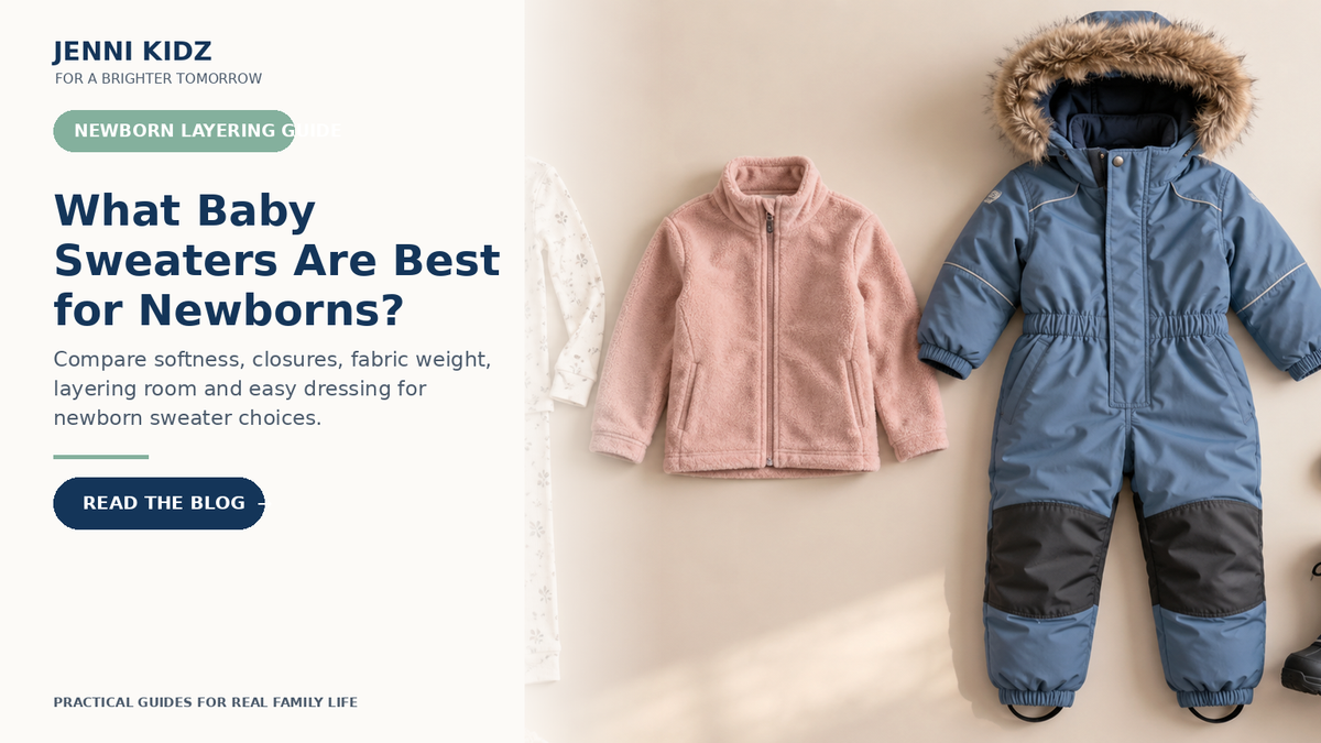 Newborn sweater guide comparing softness closures fabric weight and layering