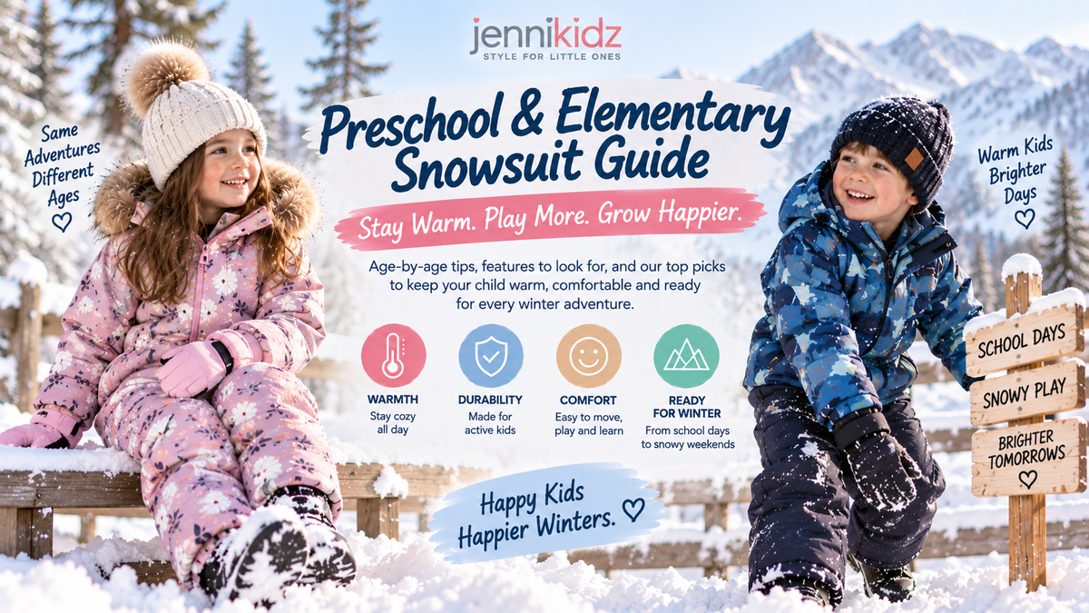 Preschool and elementary kids snowsuit guide for warmth durability comfort and school recess