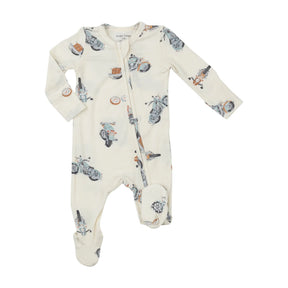 Angel Dear Vintage Motorcycles bamboo two-way zipper footie for baby boys