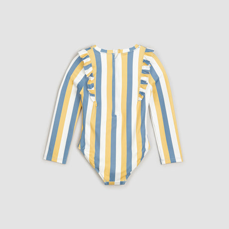 Sunrise & Blue Striped Long-Sleeve One-Piece Swimsuit | Miles The Label - Jenni Kidz