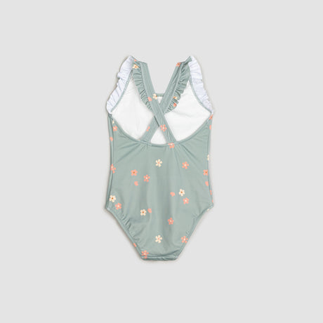 Floral Print on Dusty Green One-Piece Swimsuit | Miles The Label - Jenni Kidz