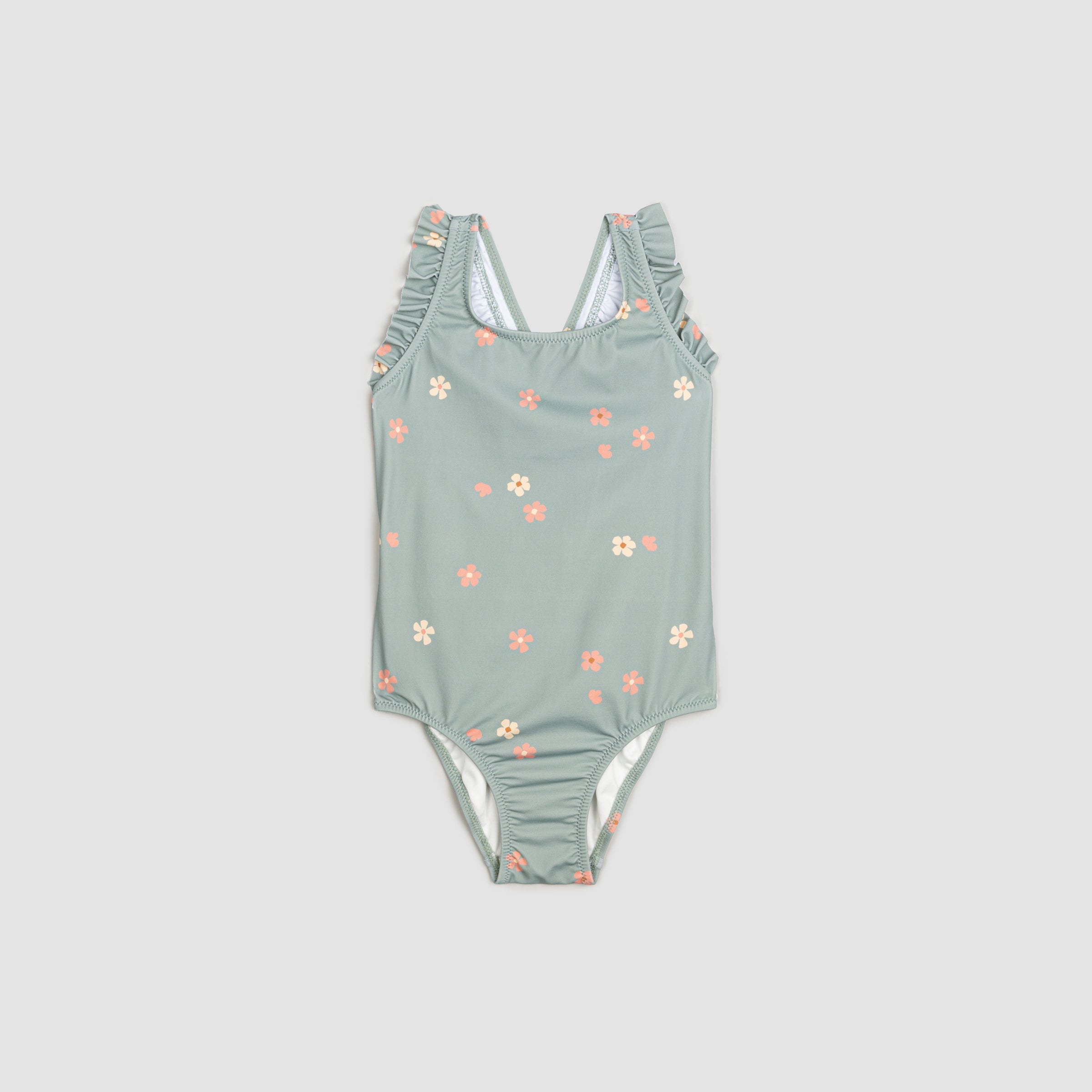 Floral Print on Dusty Green One-Piece Swimsuit | Petit Lem