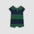 Navy and Racing Green Striped Henley Romper | Miles The Label - Jenni Kidz