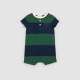 Navy and Racing Green Striped Henley Romper | Miles The Label - Jenni Kidz
