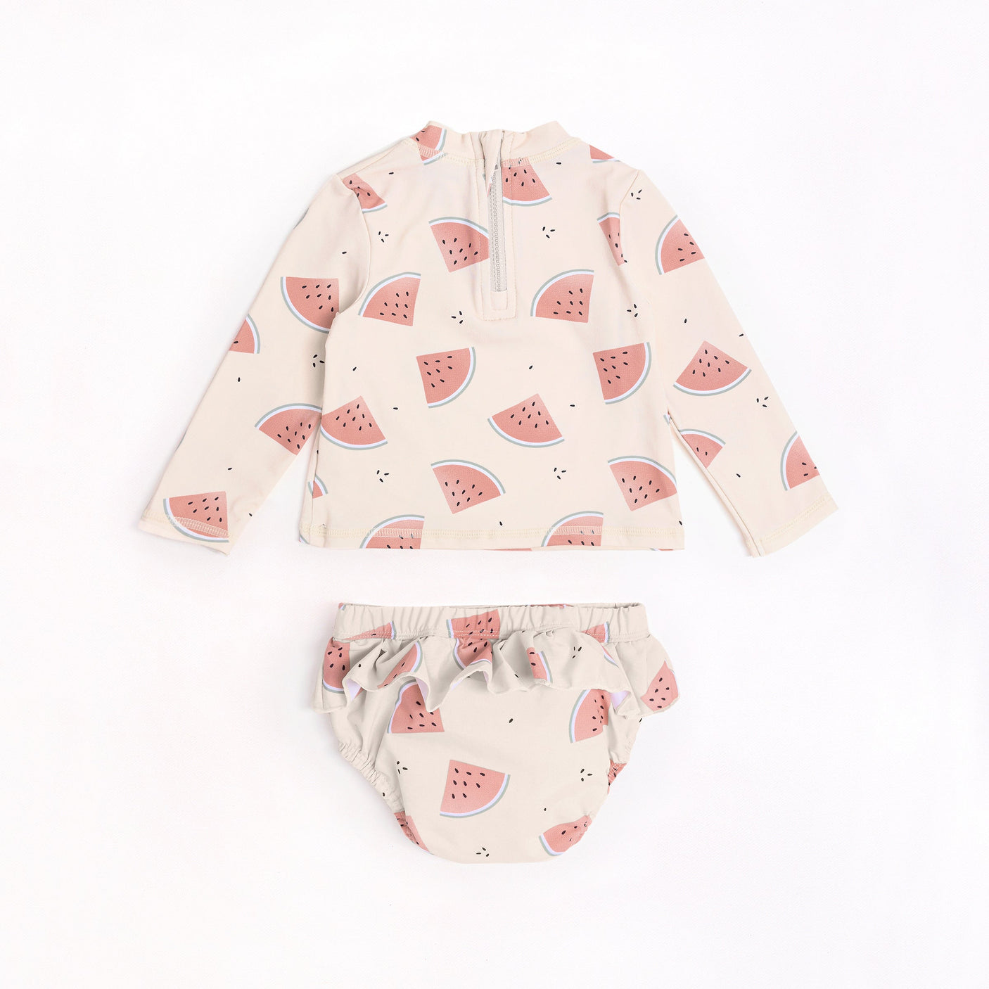 Watermelons on Crème Long Sleeve Swim Diaper Set | Petit Lem - Jenni Kidz