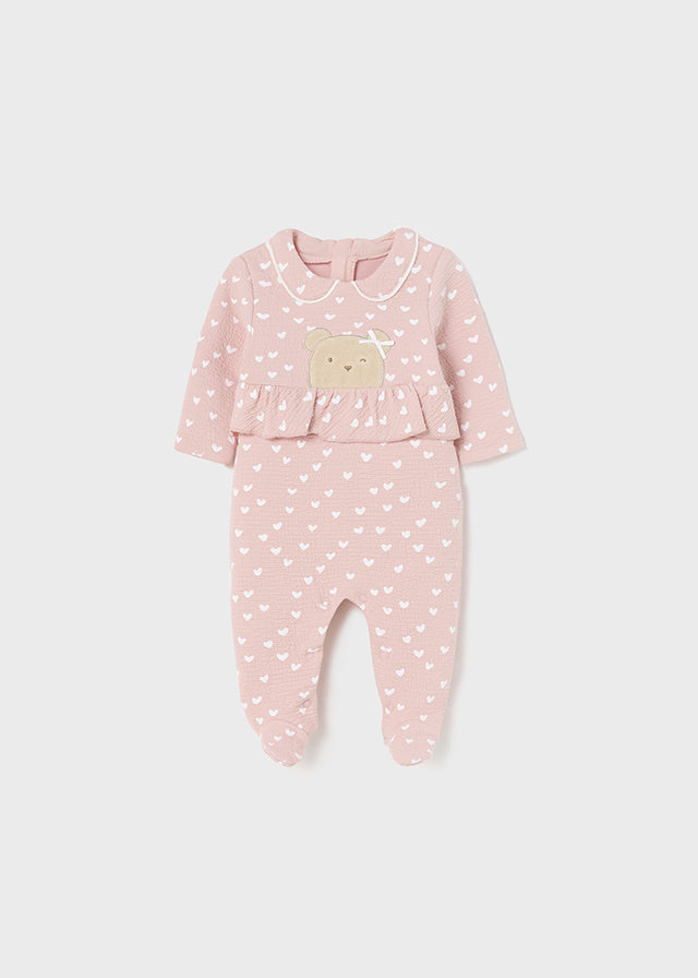 Patterned Quilted Bear footie Onesie - Baby Rose | Mayoral - Jenni Kidz