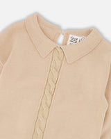3/4 Sleeve Knitted Sweater Beige | Deux par Deux | Jenni Kidz