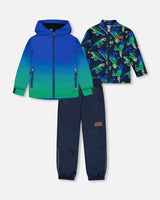 3-In-1 Mid-Season Outerwear Set Royal Blue And Green Gradient | Deux par Deux | Jenni Kidz