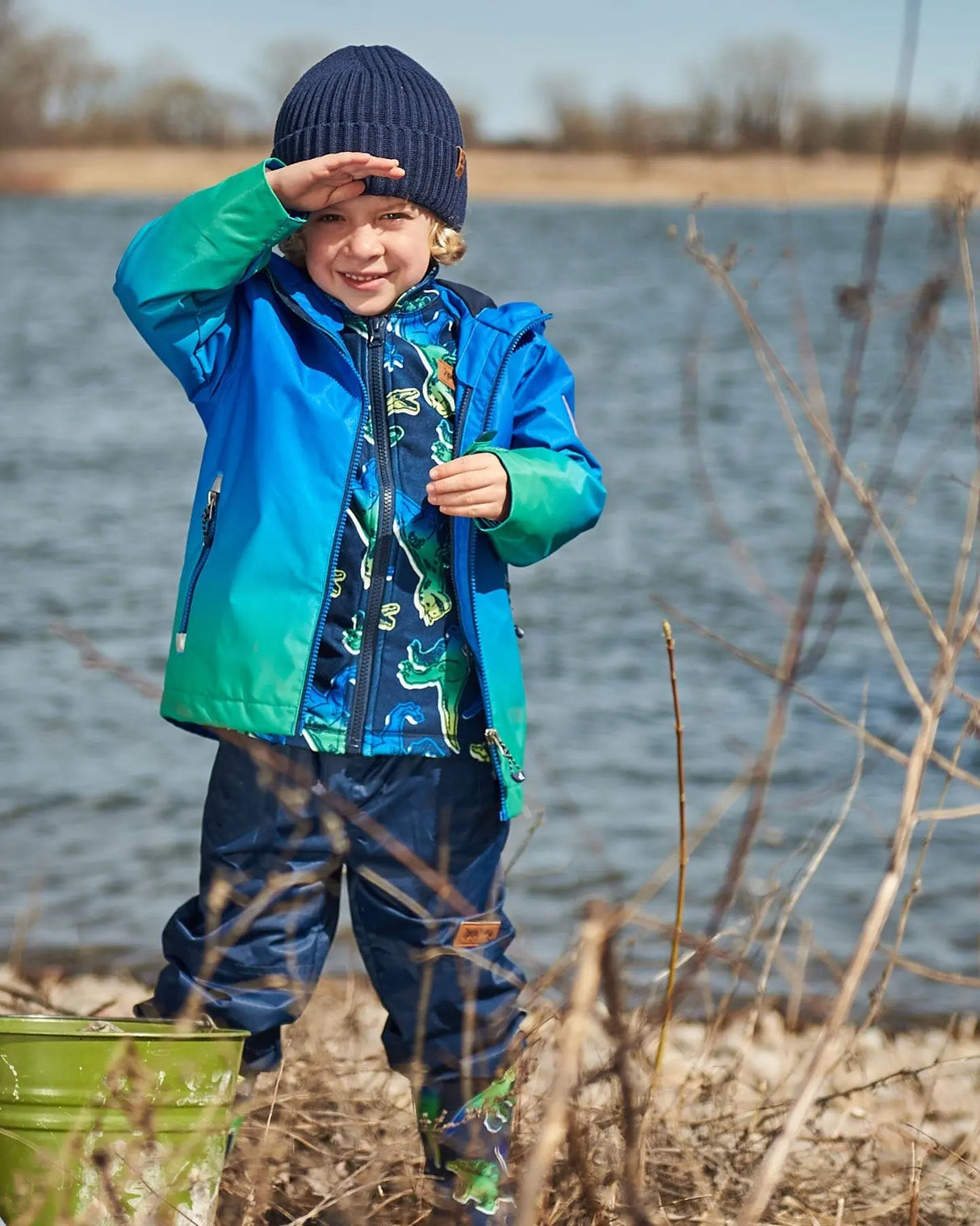 3-In-1 Mid-Season Outerwear Set Royal Blue And Green Gradient | Deux par Deux | Jenni Kidz