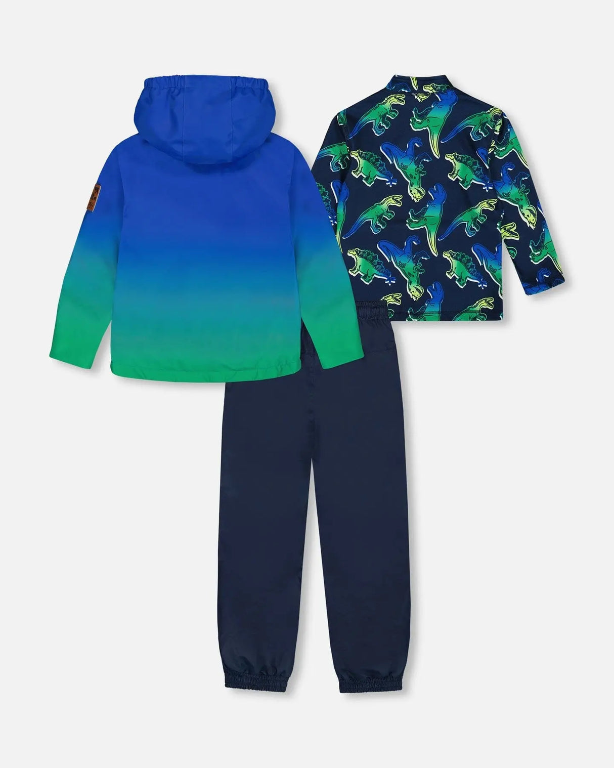 3-In-1 Mid-Season Outerwear Set Royal Blue And Green Gradient | Deux par Deux | Jenni Kidz