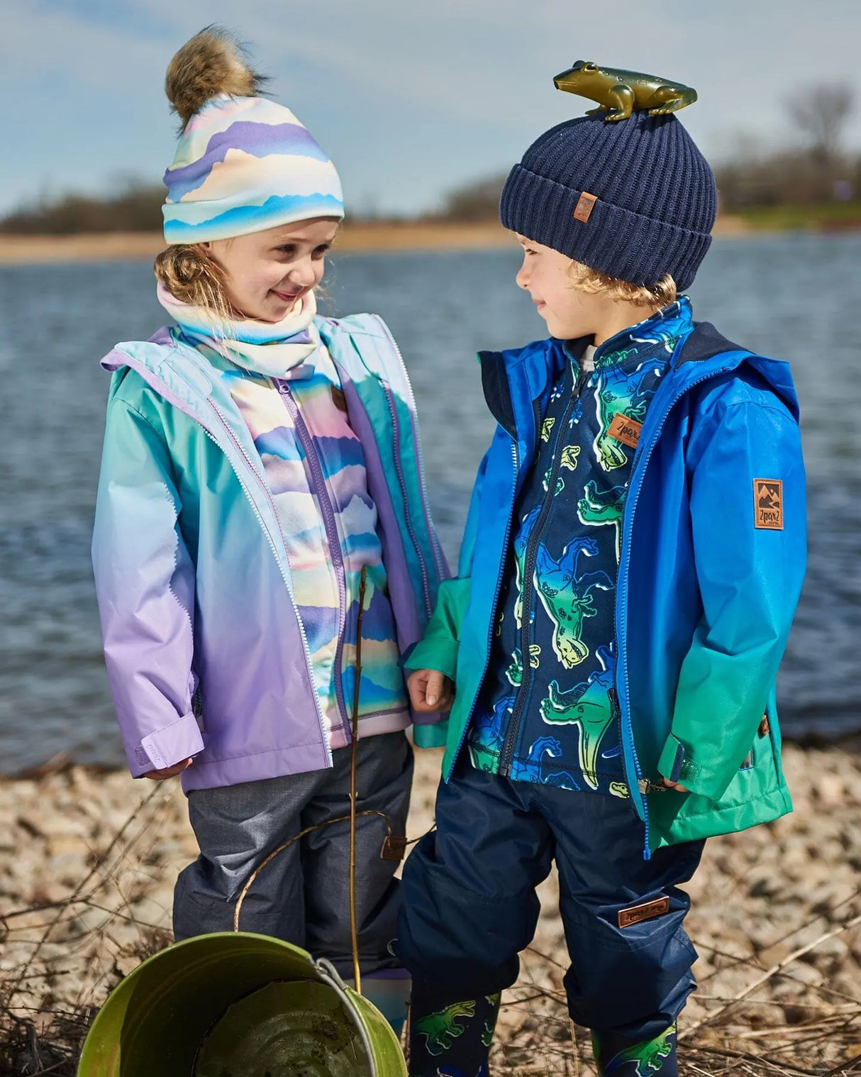 3-In-1 Mid-Season Outerwear Set Royal Blue And Green Gradient | Deux par Deux | Jenni Kidz