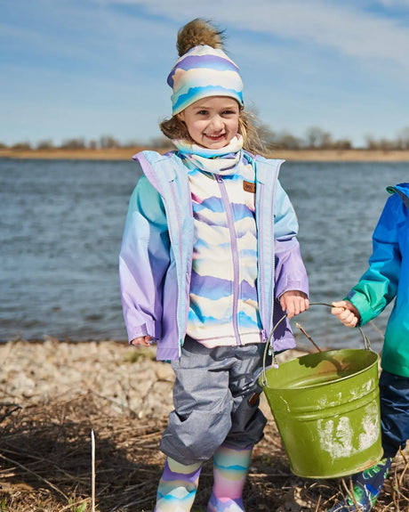 3-In-1 Mid-Season Outerwear Set Turquoise And Mauve Gradient | Deux par Deux | Jenni Kidz