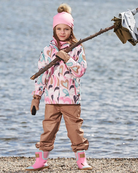 3-In-1 Mid-Season Outerwear Set With Printed Jacket Light Pink And Beige Pant | Deux par Deux | Jenni Kidz