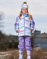 3-In-1 Mid-Season Outerwear Set With Printed Jacket Mauve And Blue, Pink Mountain | Deux par Deux | Jenni Kidz