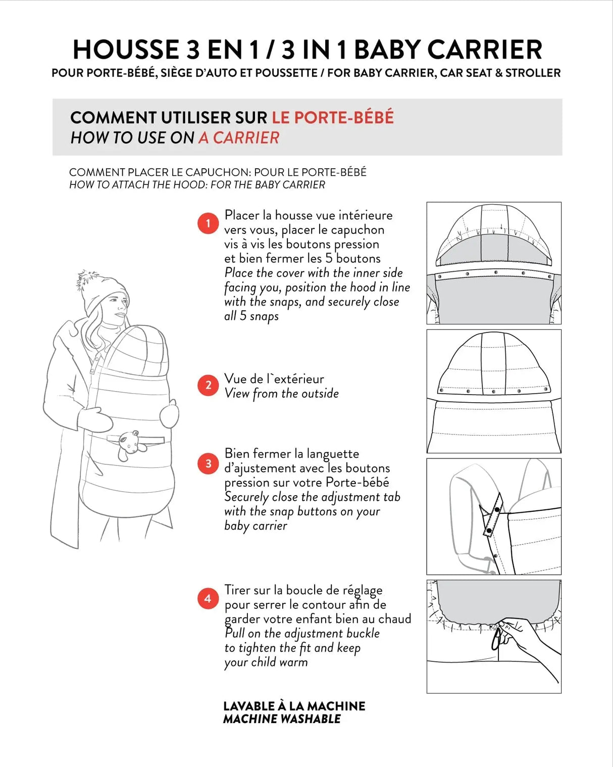 3-In-1 Multifunction Cover For Car Seat, Stroller, And Baby Carrier In Chanterelle | Deux par Deux | Jenni Kidz