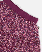 Asymmetric Ruffle Skirt Burgundy Printed Little Flowers | Deux par Deux | Jenni Kidz