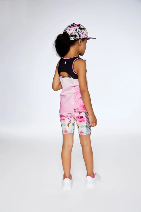 Athletic Tank Gradient Pink Printed Big Flowers | Deux par Deux | Jenni Kidz