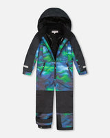  Aurora Borealis print one-piece Teknik snowsuit
