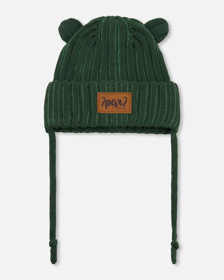 Baby Knit Hat With Ears Forest Green | Deux par Deux | Jenni Kidz