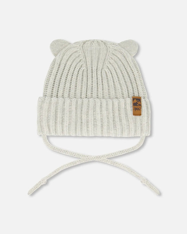 Baby Knit Hat With Strings Off-White | Deux par Deux | Jenni Kidz