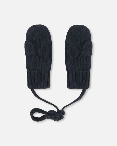 Baby Knit Mittens With String Black | Deux par Deux | Jenni Kidz