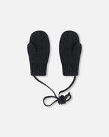 Baby Knit Mittens With String Black | Deux par Deux | Jenni Kidz
