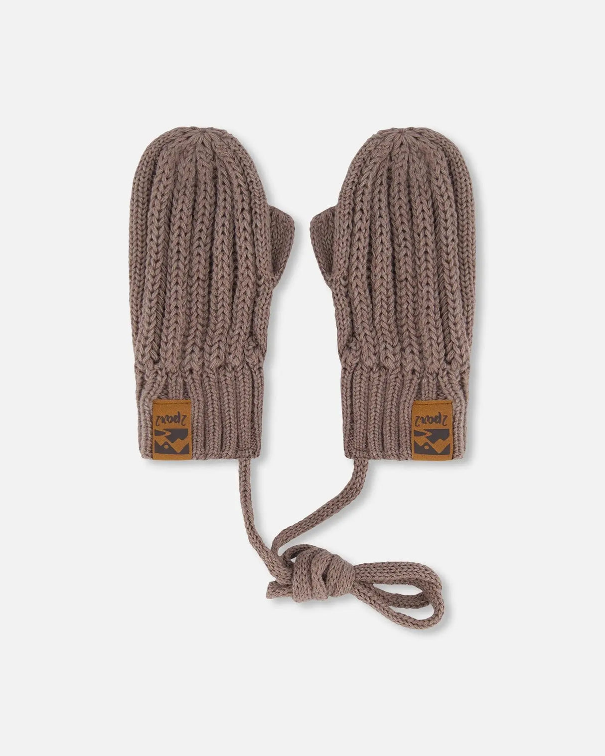 Baby Knit Mittens With String Taupe | Deux par Deux | Jenni Kidz