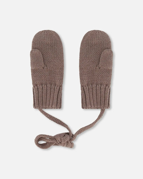 Baby Knit Mittens With String Taupe | Deux par Deux | Jenni Kidz