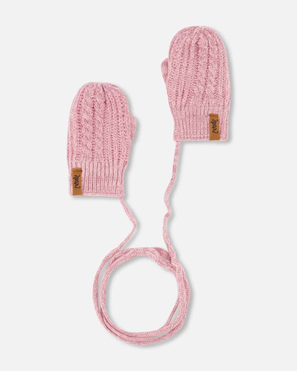 Baby Knitted Mittens With String Ancient Rose | Deux par Deux | Jenni Kidz