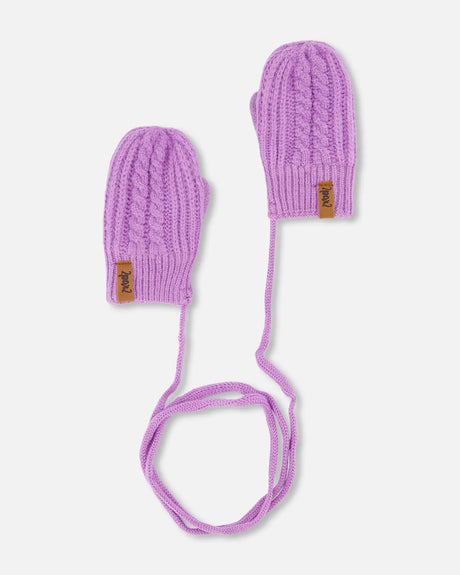 Baby Knitted Mittens With String Orchid | Deux par Deux | Jenni Kidz