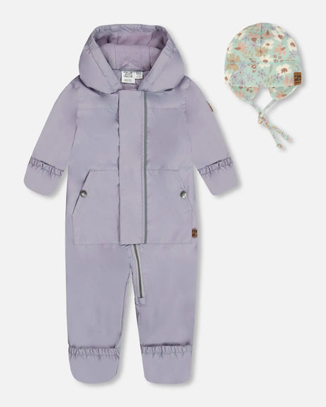 Baby Mid-Season One-Piece Outerwear Lilac With Printed Hat | Deux par Deux | Jenni Kidz