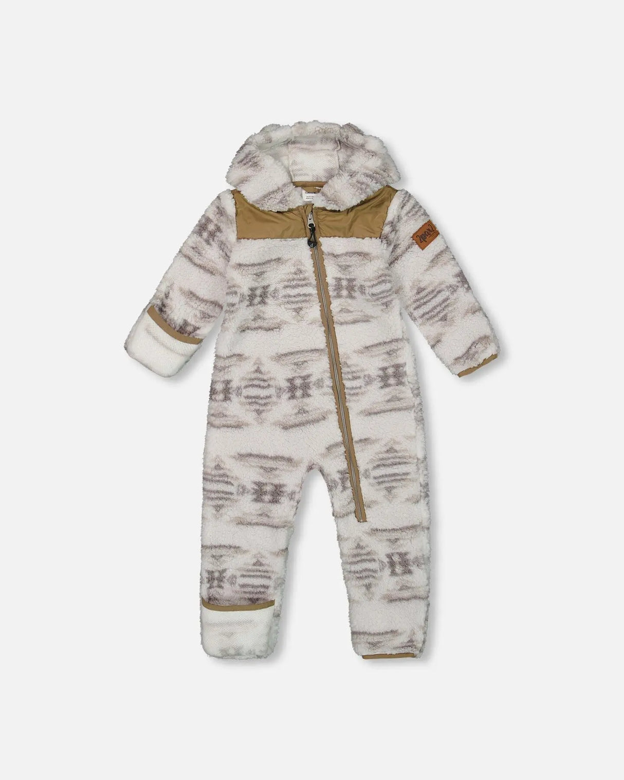 Baby One Piece Plush Gray And Beige | Deux par Deux | Jenni Kidz